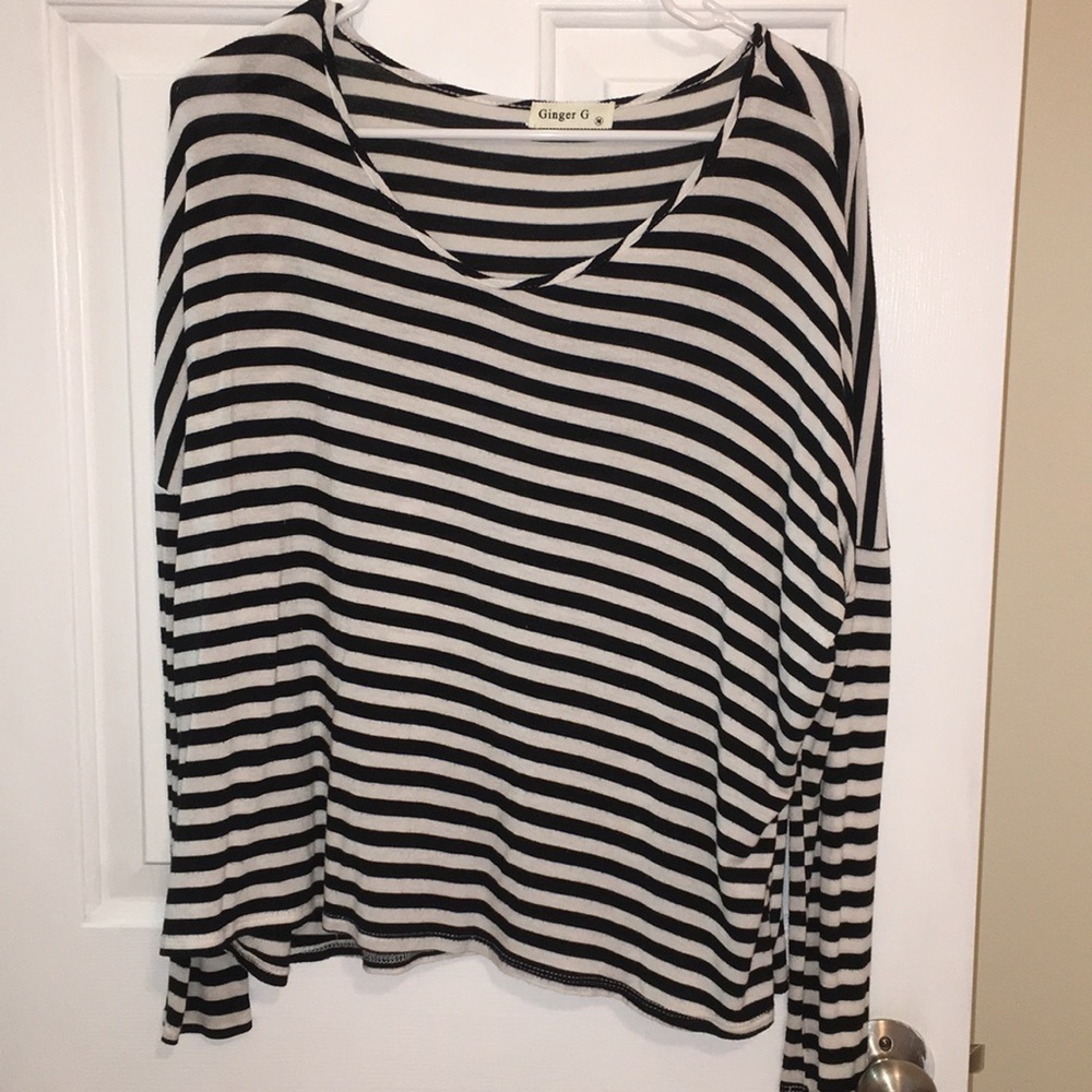 Black and white stripped long sleeve top